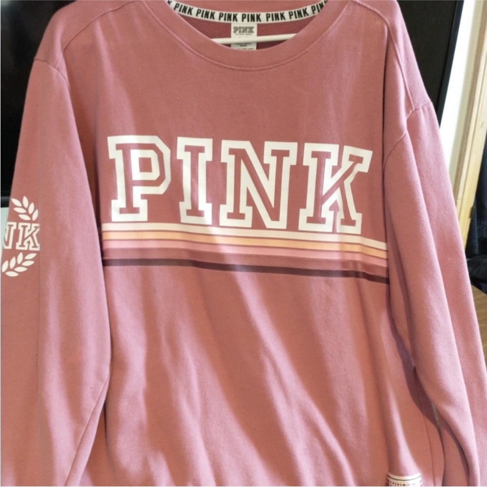 PINK Victoria's Secret Striped Sweatshirt rare gotta see 💕 pink large